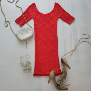 EUC Sexy BEBE bodycon coral dress